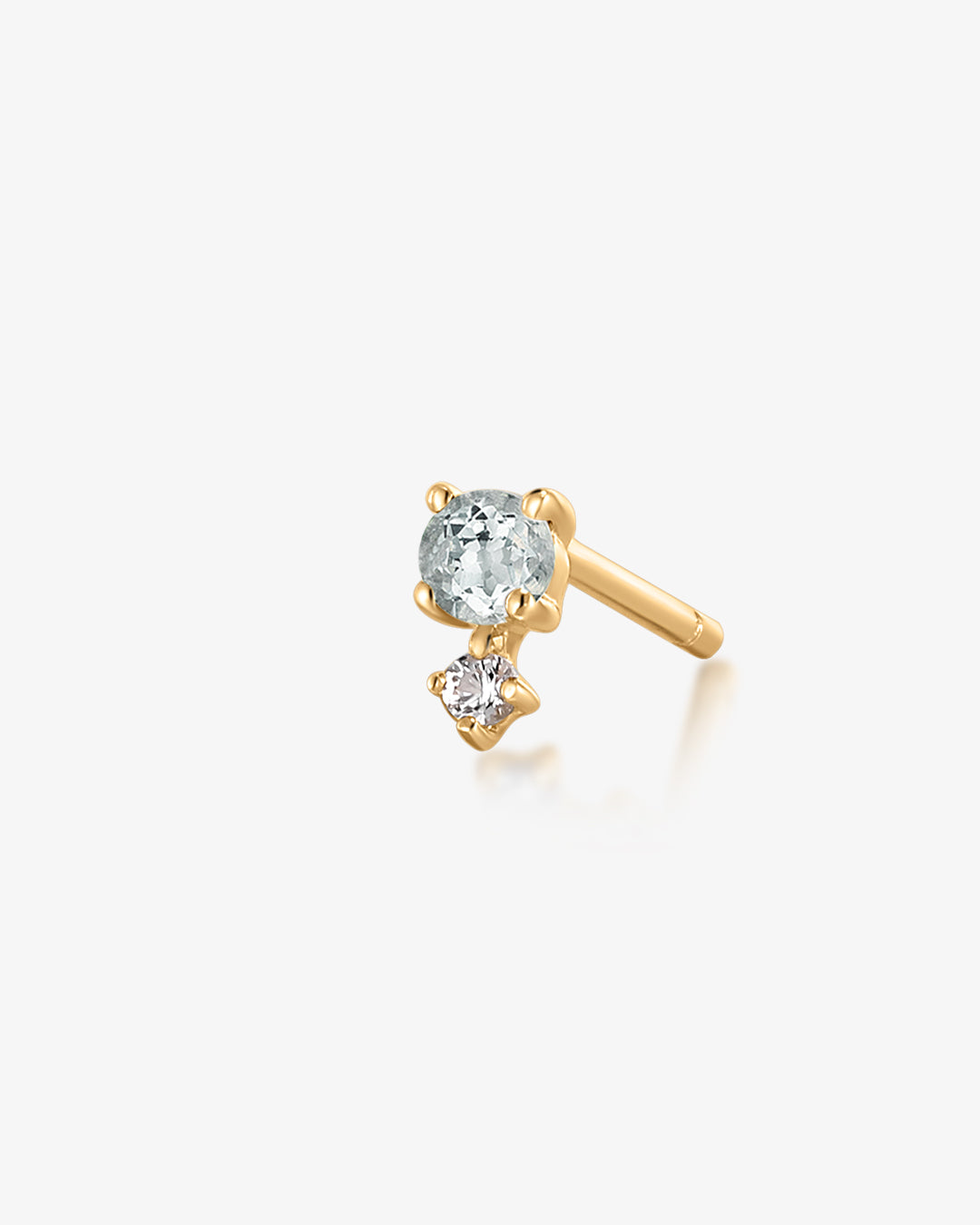 March Birthstone | Aquamarine and White Sapphire Stud Earring
