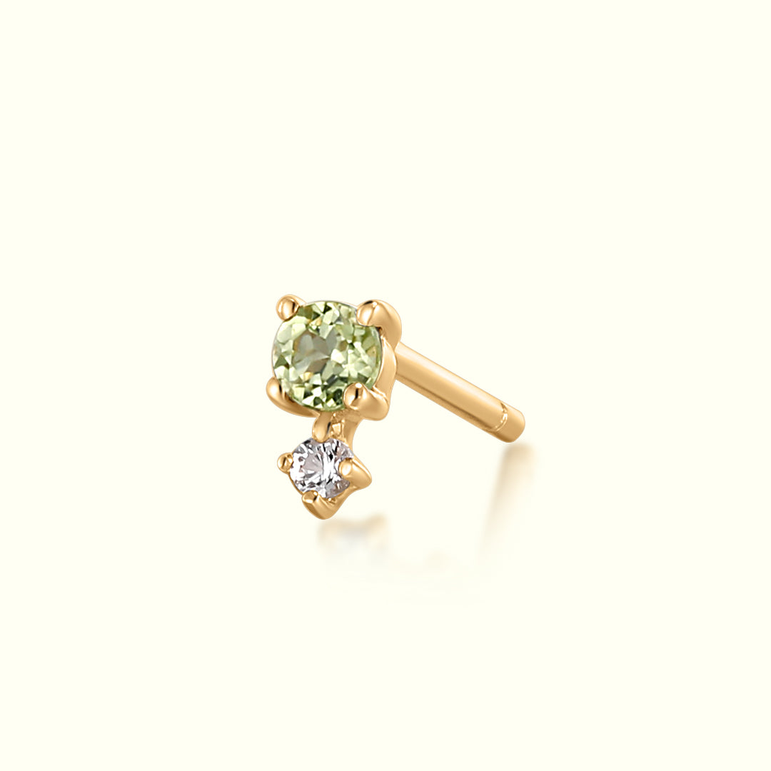 August Birthstone | Peridot and White Sapphire Stud Earring