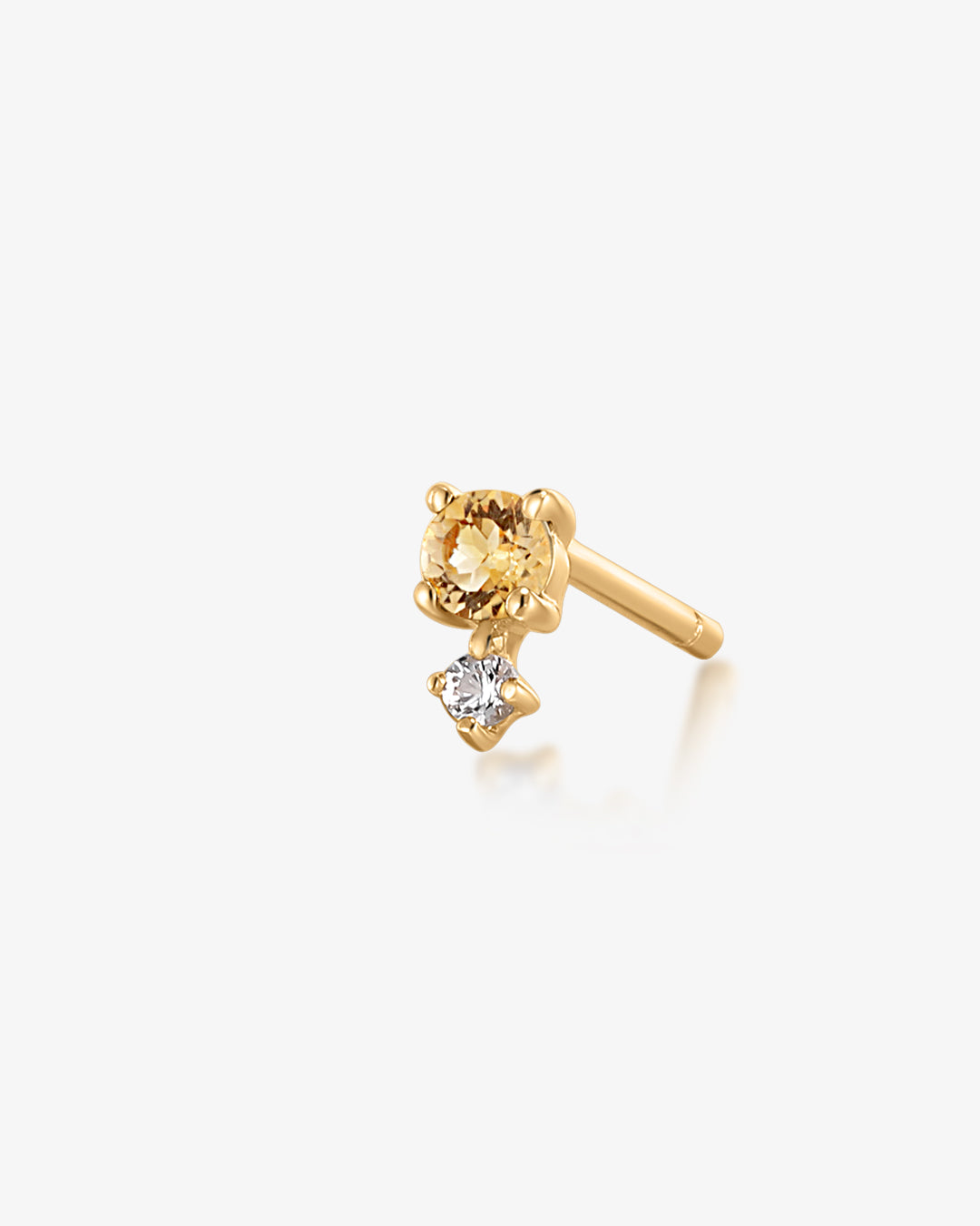 November Birthstone | Citrine and White Sapphire Stud Earring