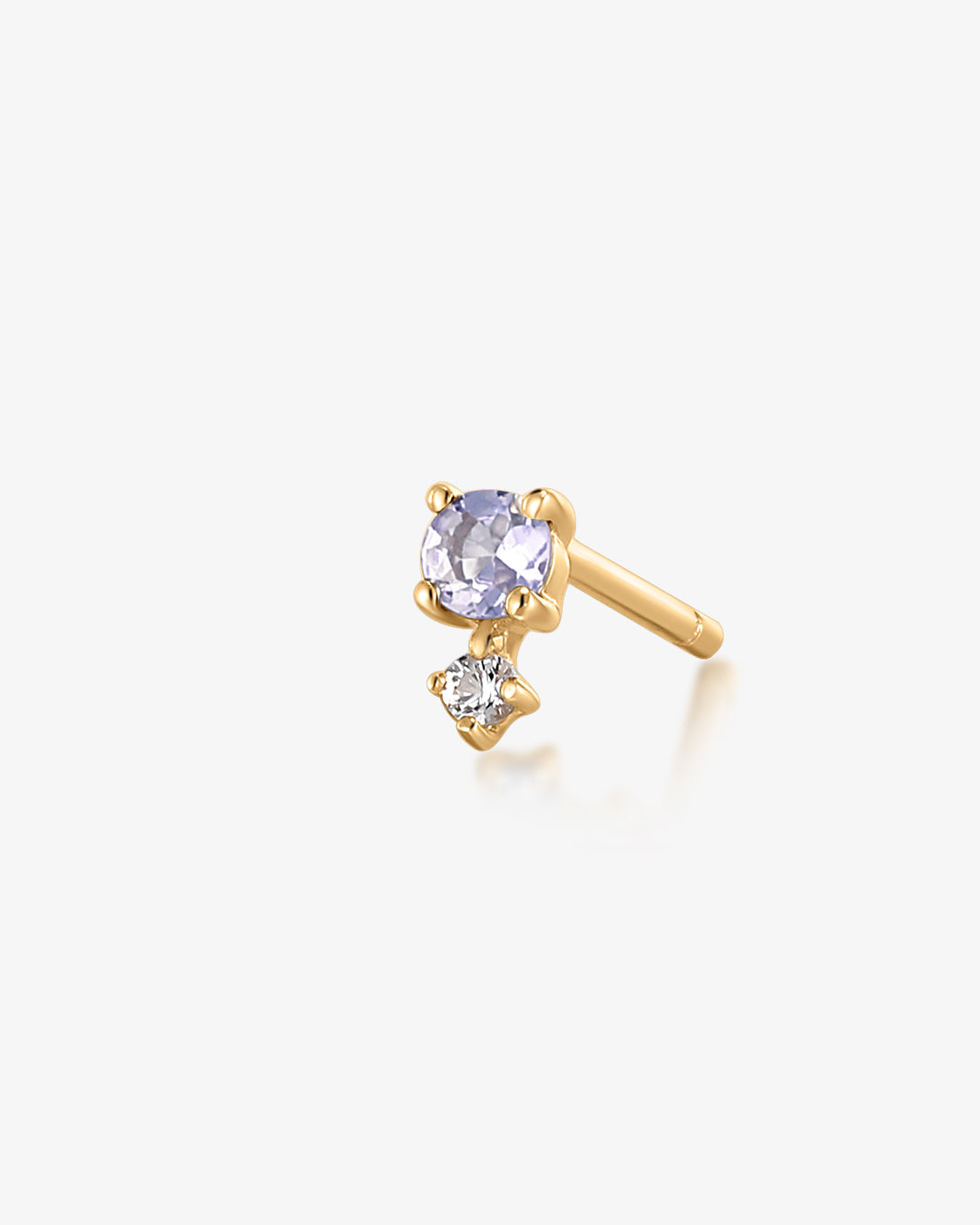 December Birthstone | Tanzanite and White Sapphire Stud Earring
