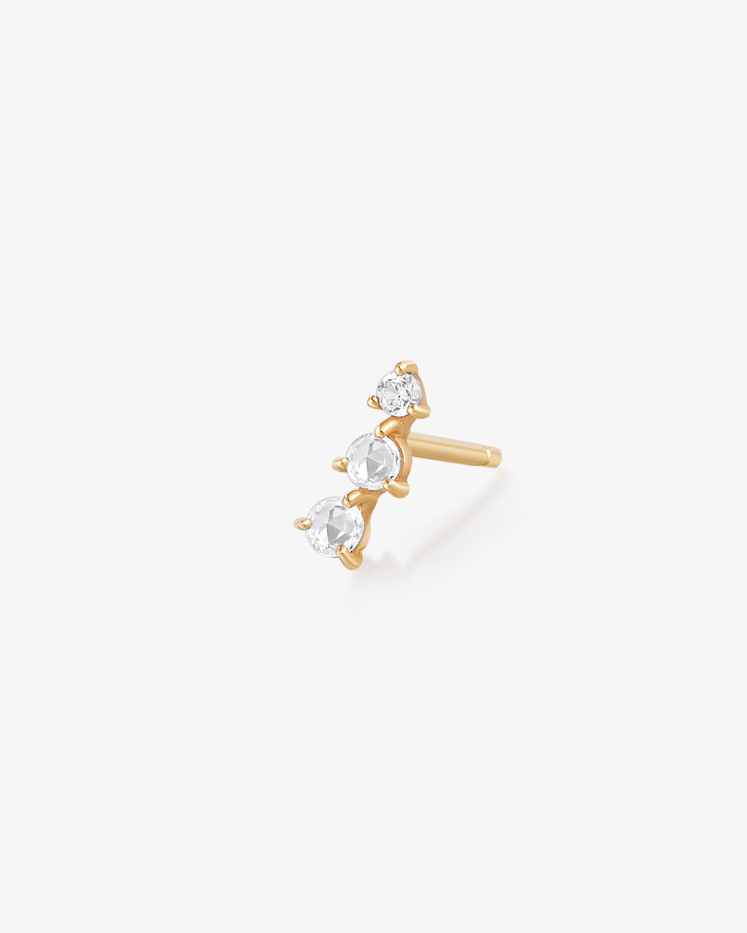 CLARA | Rose Cut Triple White Sapphire Stud Earring