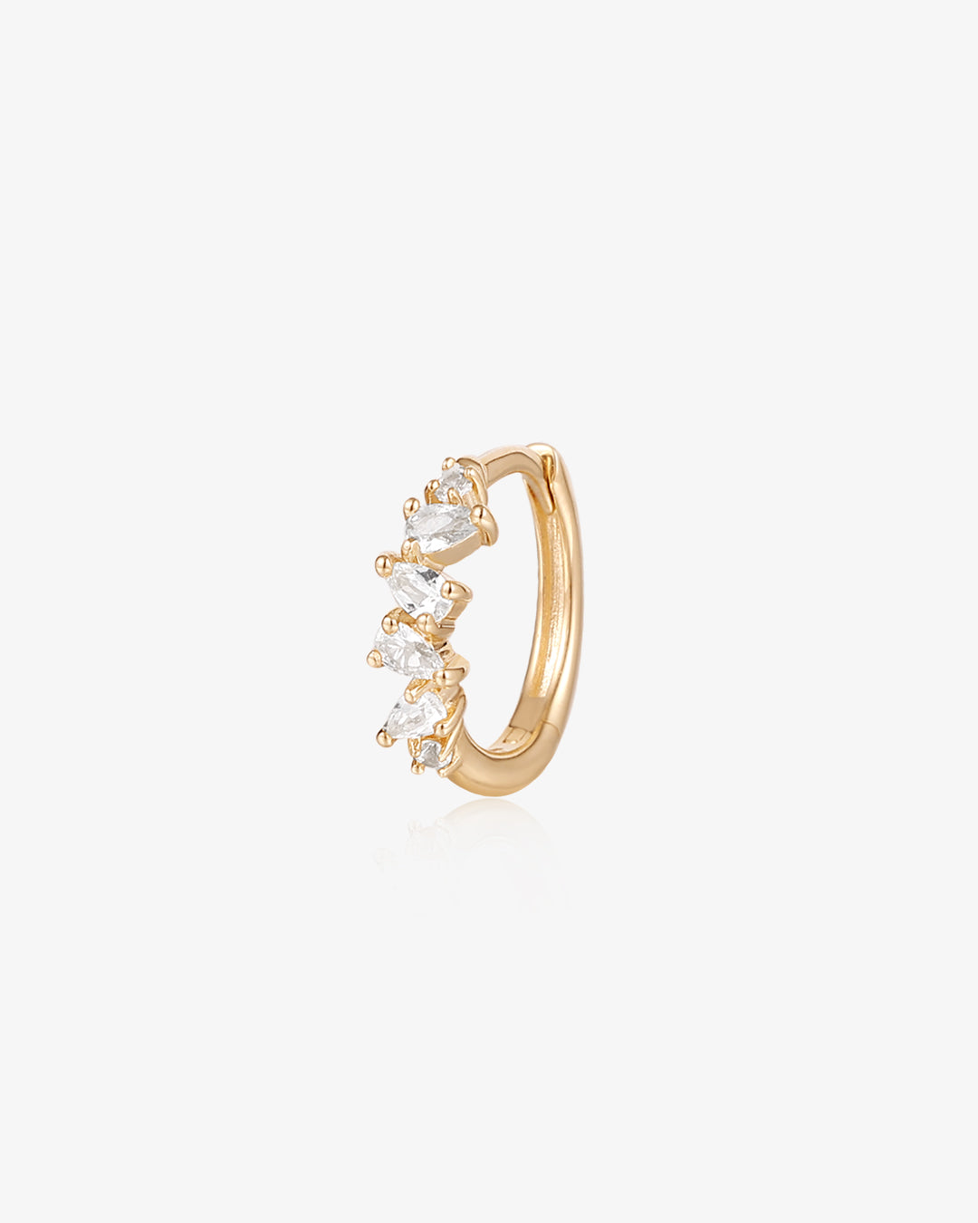 LEIGH | Pear and Round White Sapphire Huggie Hoop