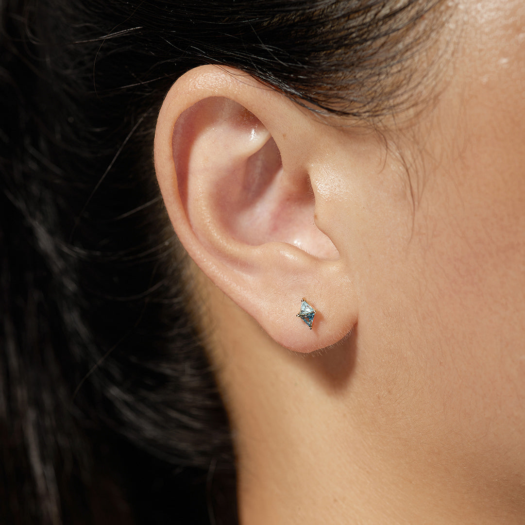 RAIN | Trillion-cut Blue Topaz Dual-tone Stud Earring