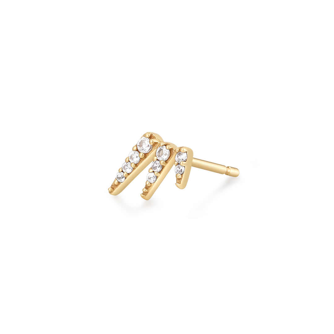 Aureie Gi 14k gold White Sapphire Single Stud