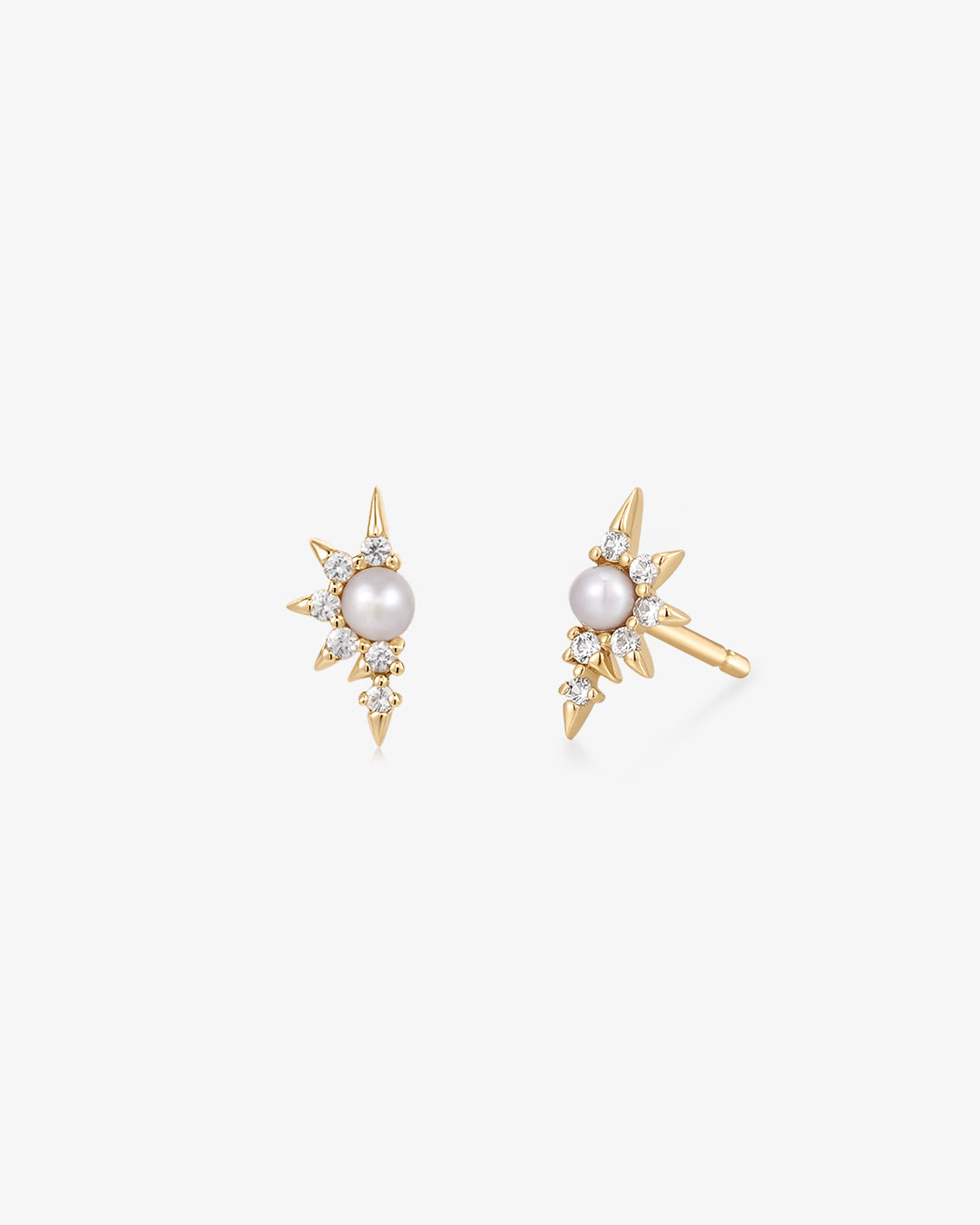 NIXIE | Pearl and White Sapphire Stud Earrings