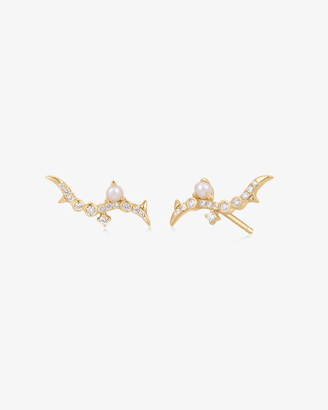 KAIA | Pearl and White Sapphire Climber Studs