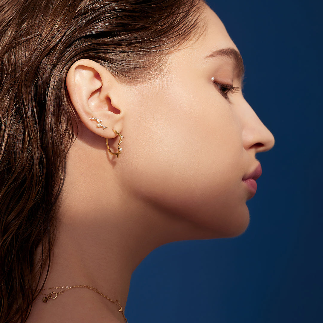 KAIA | Pearl and White Sapphire Climber Studs