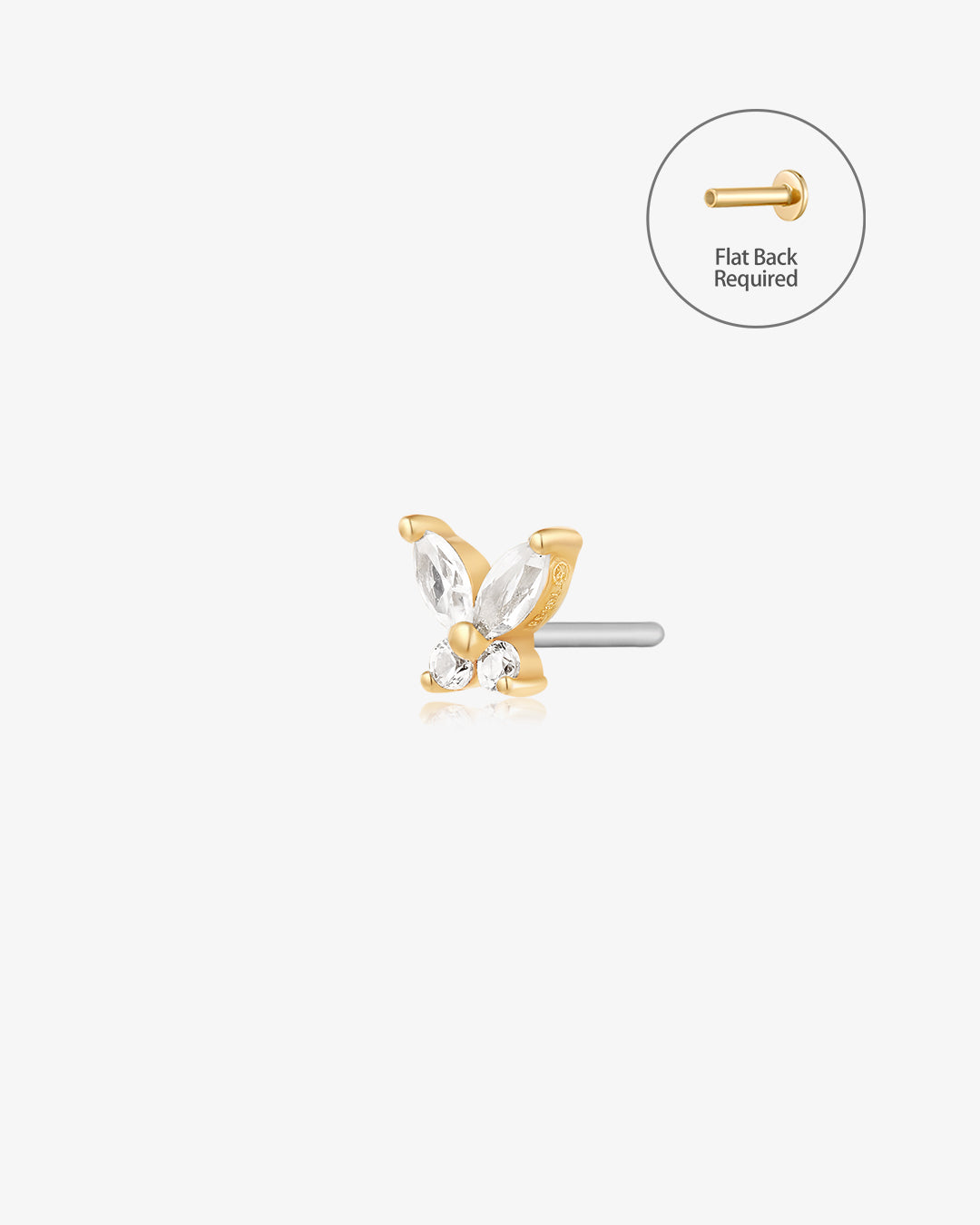 SKIPPER | White Sapphire Butterfly Threadless Flatback Earring