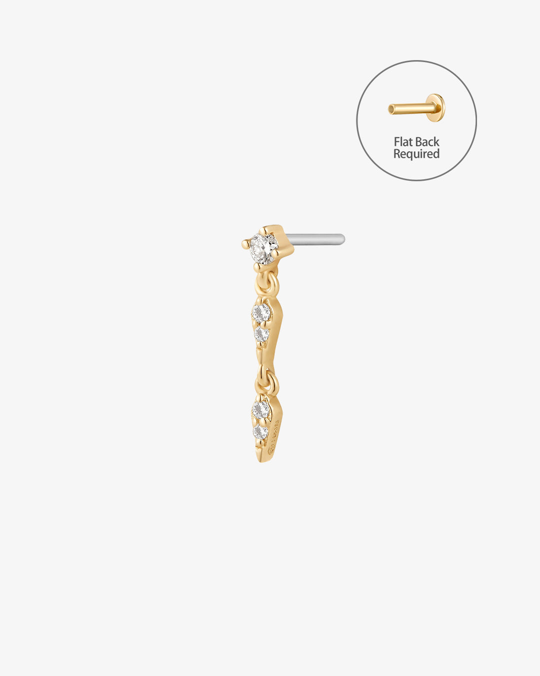 REAGAN | Lab Grown Diamond Dangling Threadless Flatback Earring