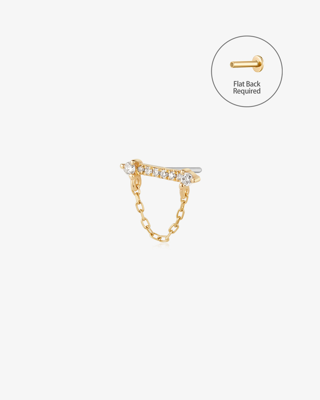 CHELSEA | Draped Chain and Diamond Bar Threadless Flatback Earring