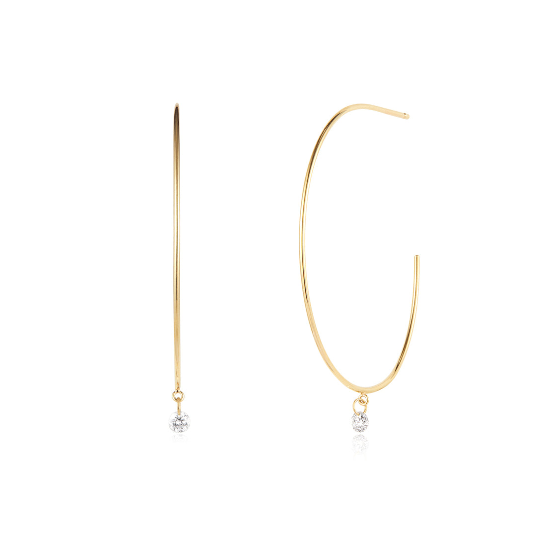 PIROUETTE | Single Floating Diamond Hoop Earring