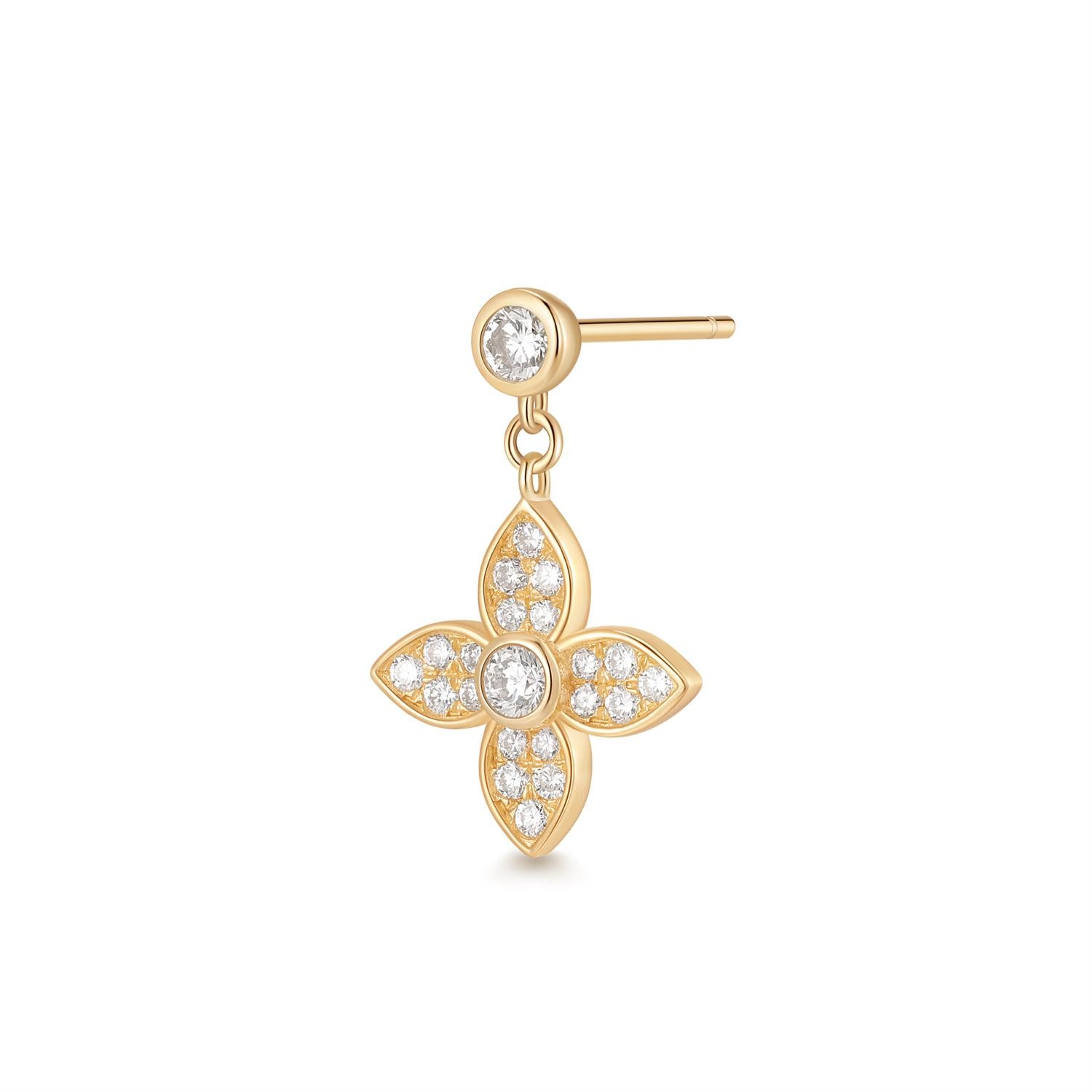 TEEGAN | Dangling Clover Lab Grown Diamond Single Stud Earring