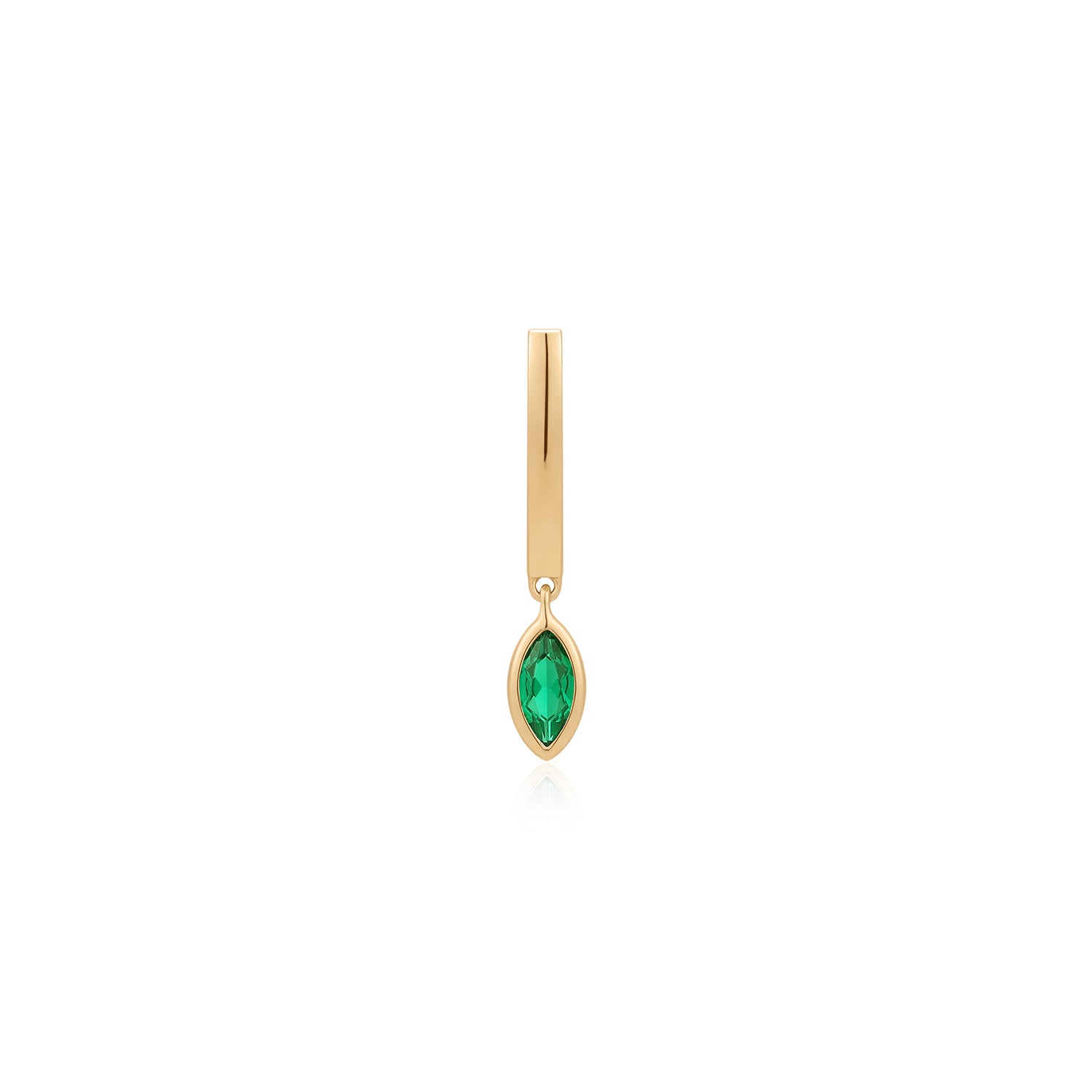 MARIGOLD | Dangle Marquise Lab Grown Emerald Huggie