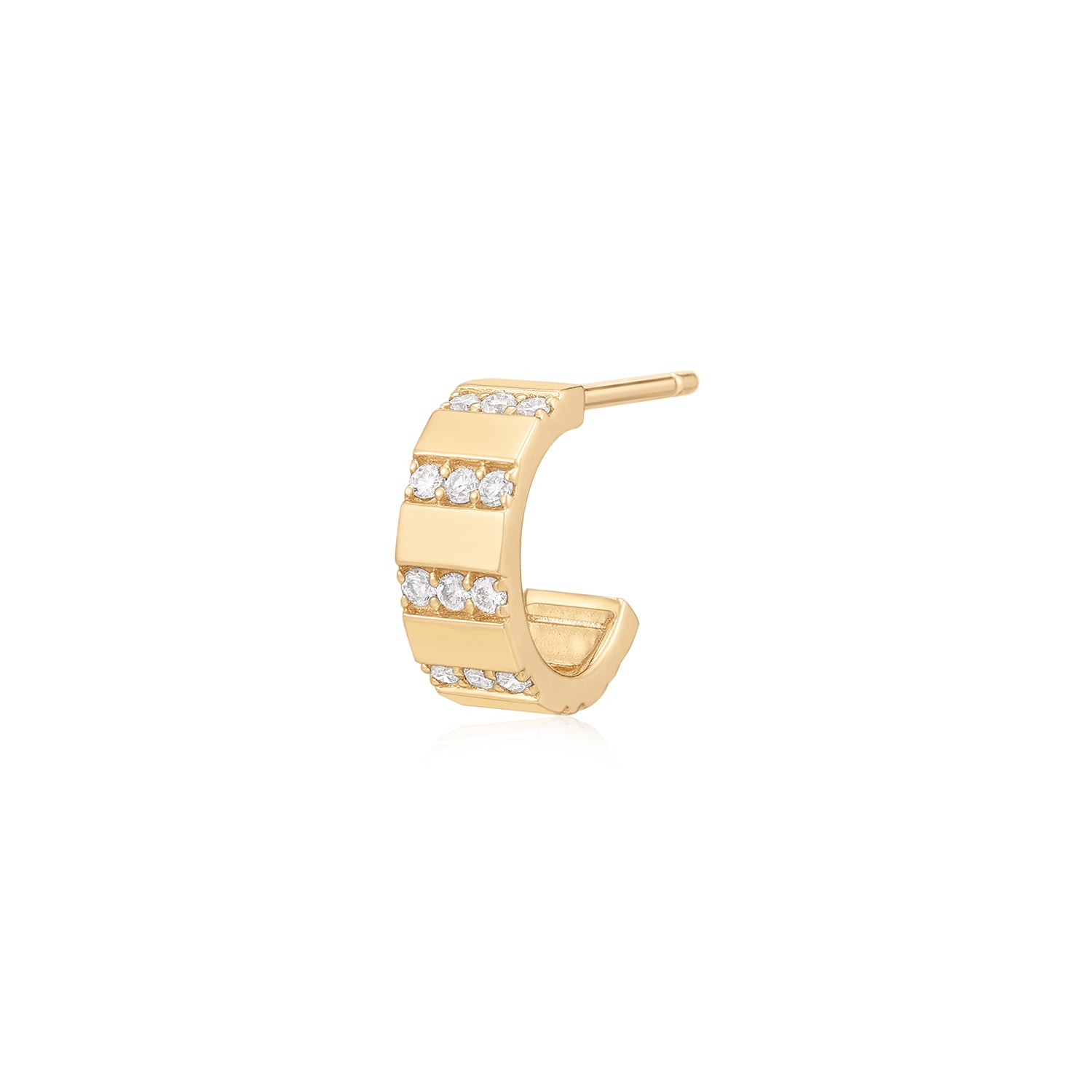 RAVEN | Bead Set Lab Grown Diamond Sleek Hoop Earring
