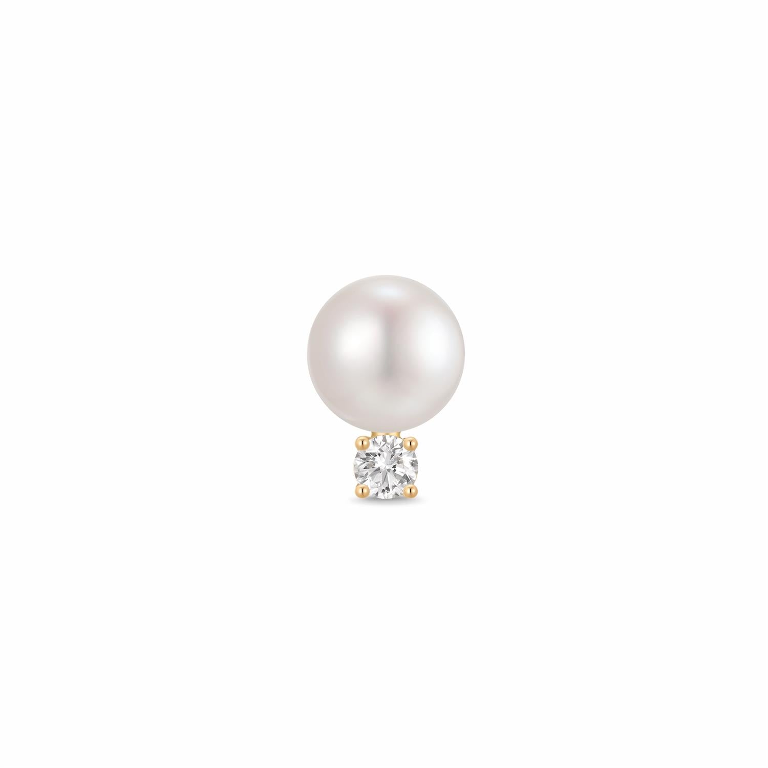 NUA | Pearl with Lab Grown Diamond Accent Single Stud Earring