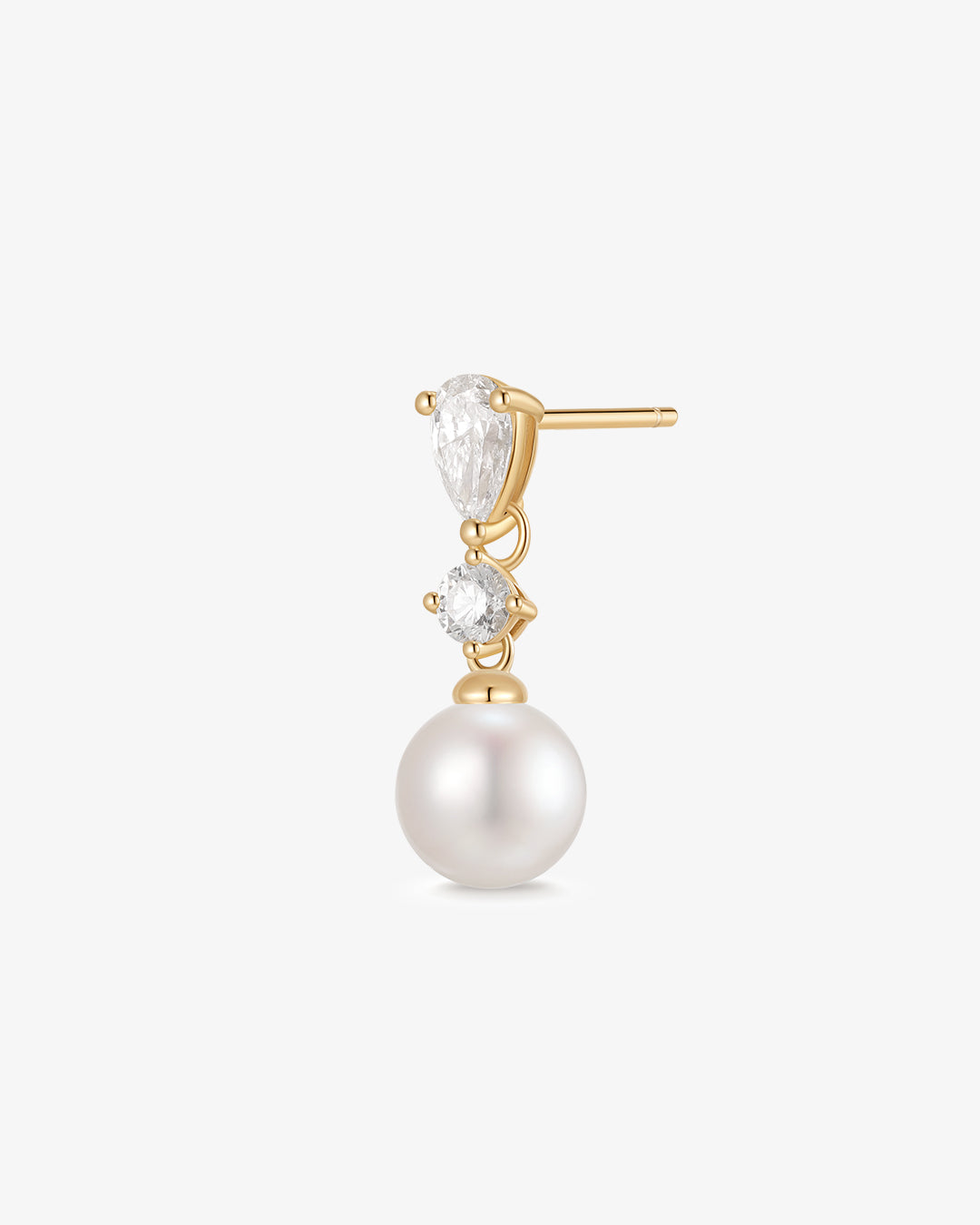 Pearl and Lab Grown Diamond Dangling Single Stud Earring