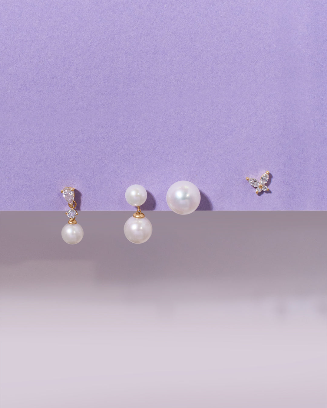 MAISON | Pearl and Lab Grown Diamond Dangling Single Stud Earring