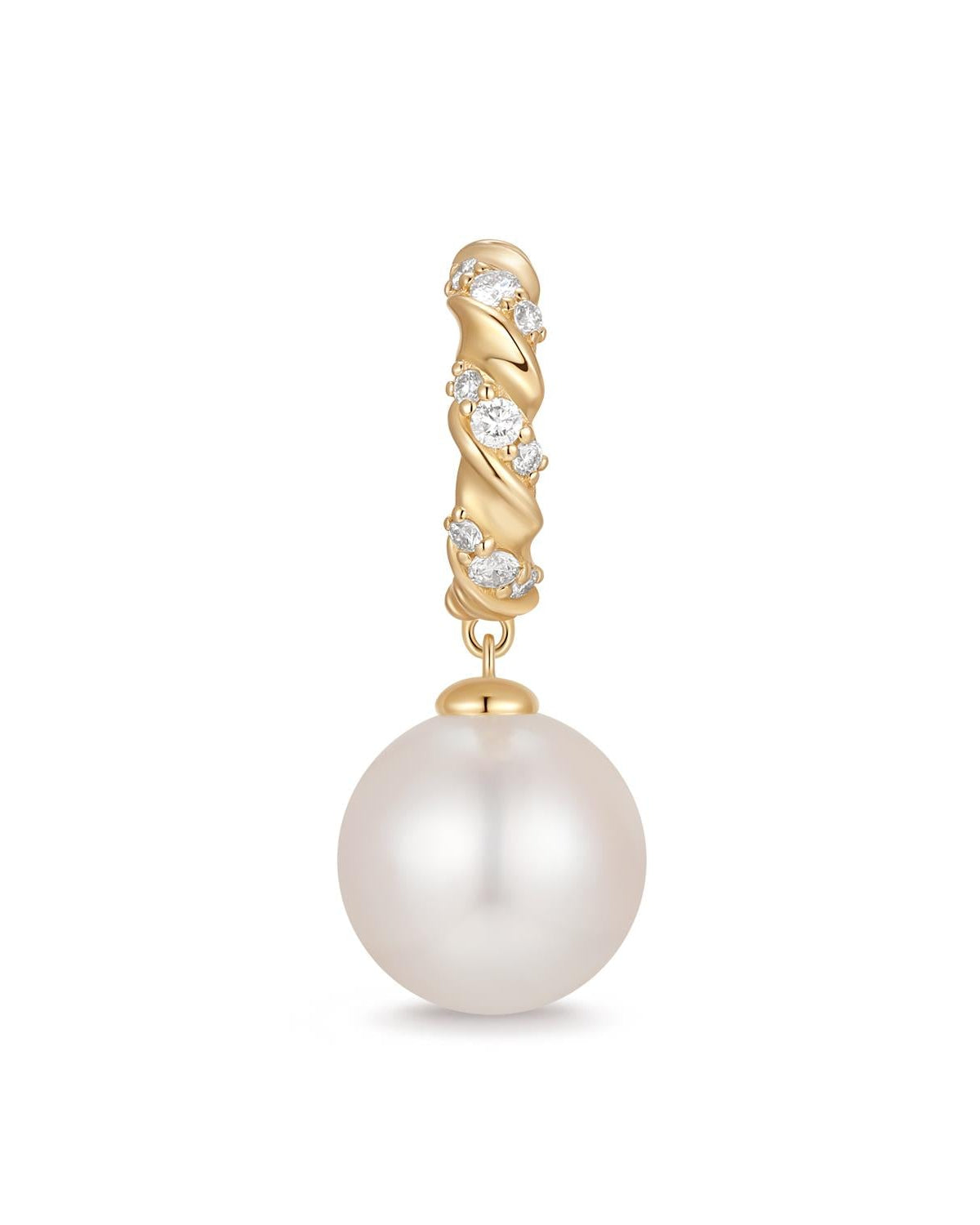 PERLA | Pearl and Lab Grown Diamond Dangling Single Stud Earring