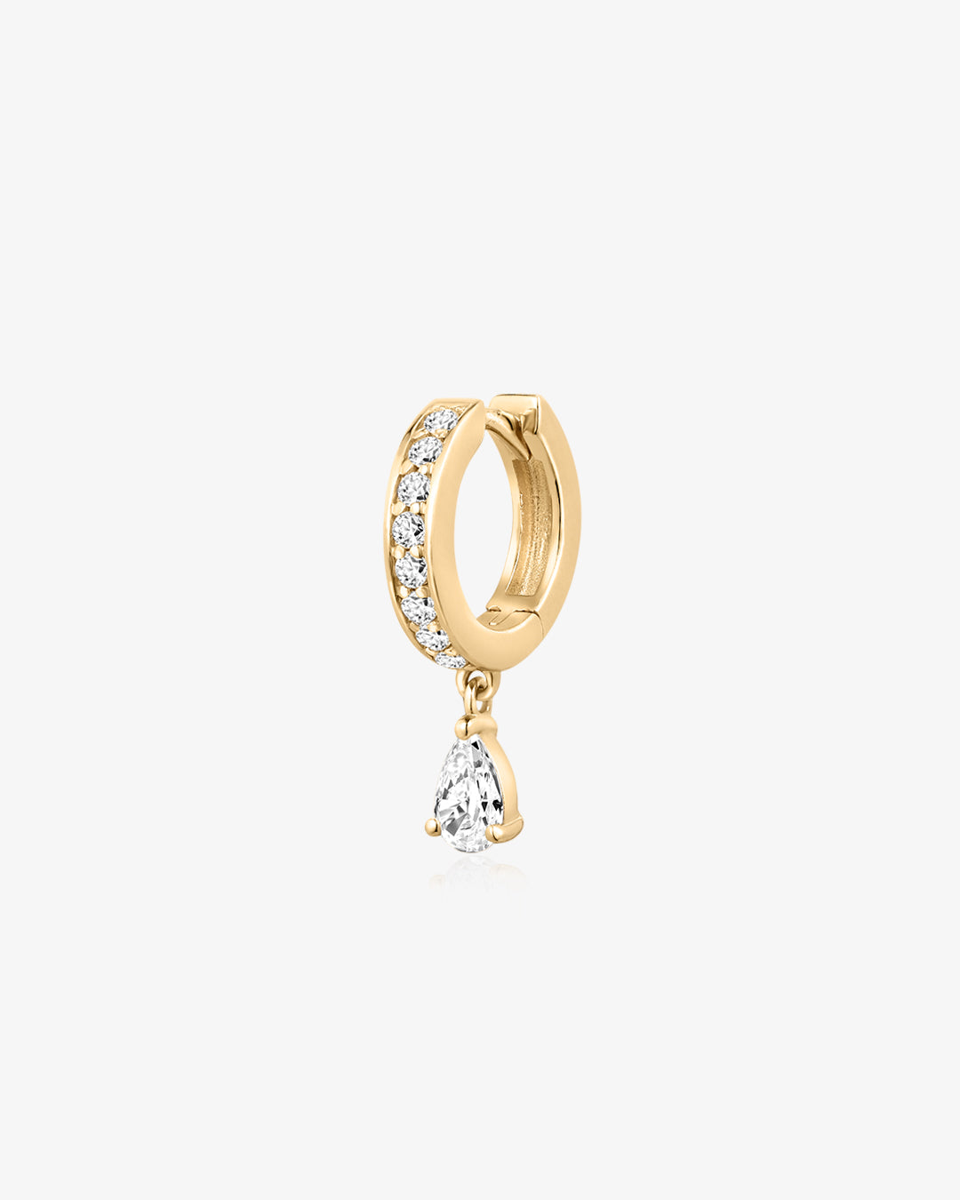 Pear Lab Grown Diamond Drop Pavé Single Huggie Hoop