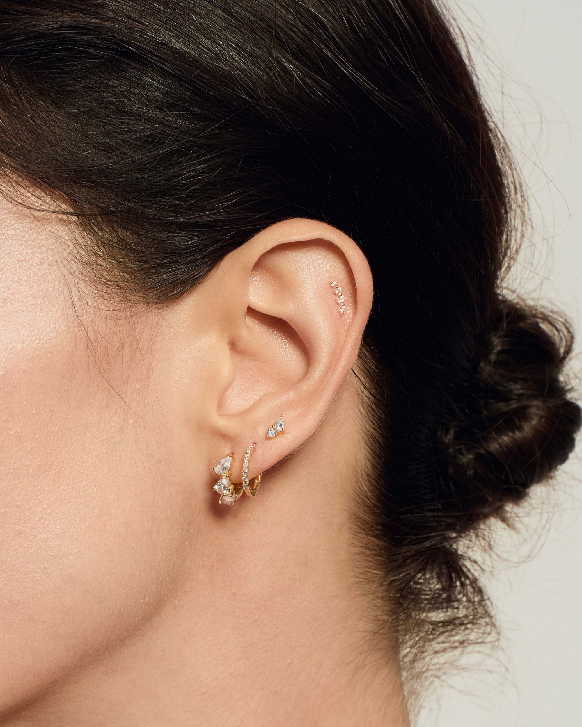 Four Diamond Curve Flatback Stud