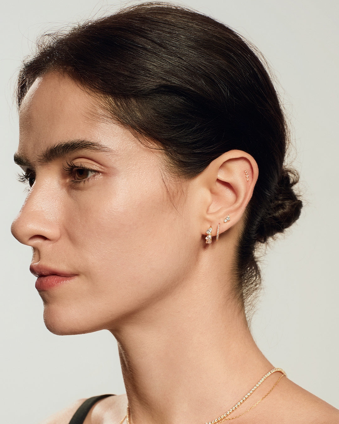Four Diamond Curve Flatback Stud
