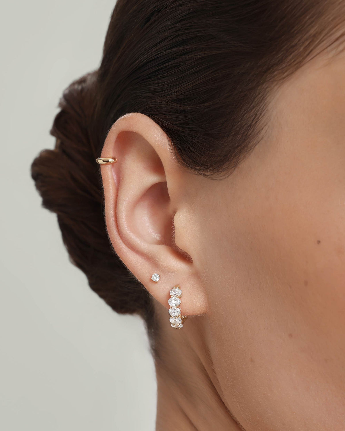 Oval Lab-Grown Diamond Huggie Hoops