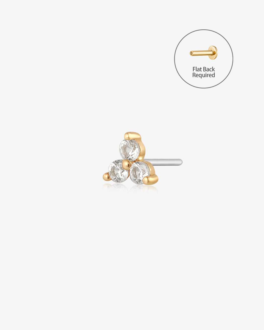 ALESSA | White Sapphire Triple Cluster Threadless Flatback Earring