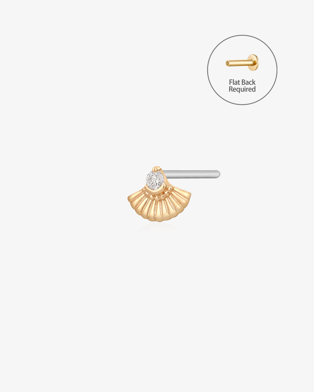 KATE | Single Diamond Fan Threadless Flatback Earring