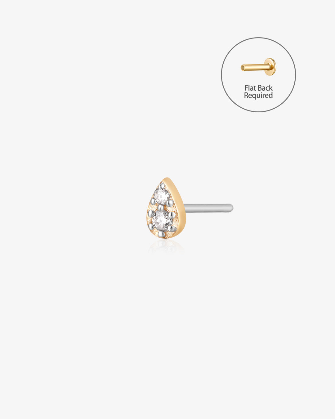 ROSA | Diamond Pave Teardrop Threadless Flatback Earring