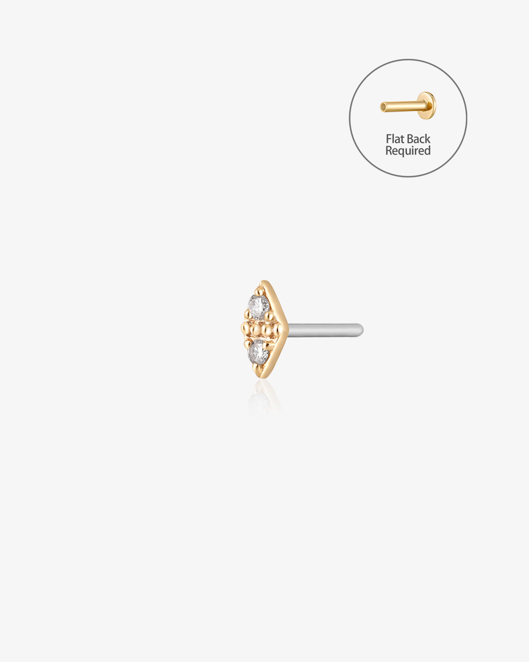 ADELE | Single Diamond Threadless Flatback Earring