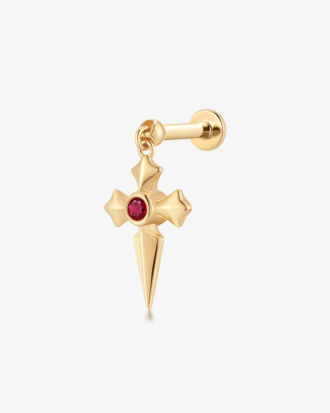 DOJA | Lab Grown Diamond & Ruby Dangle Cross Threaded Flatback
