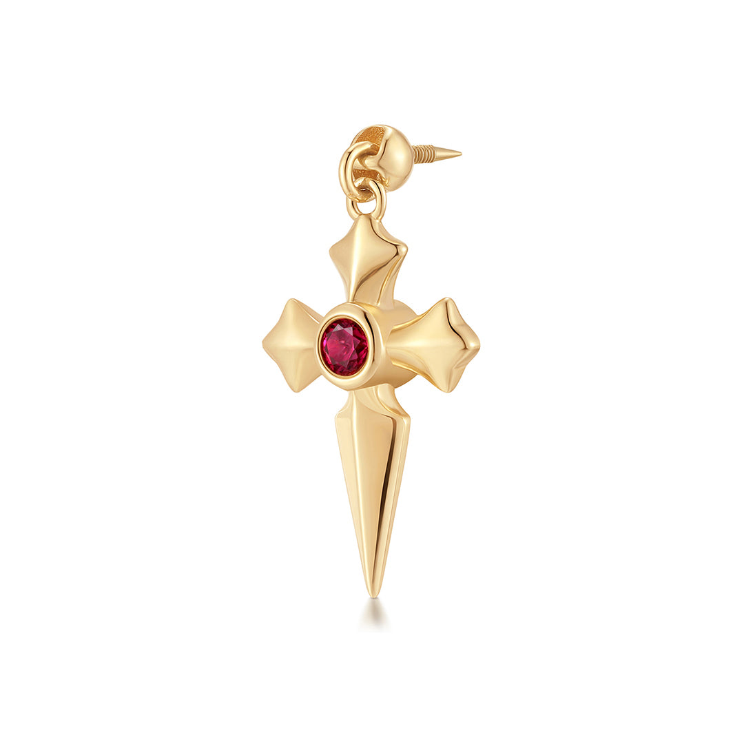 DOJA | Lab Grown Diamond & Ruby Dangle Cross Threaded Flatback