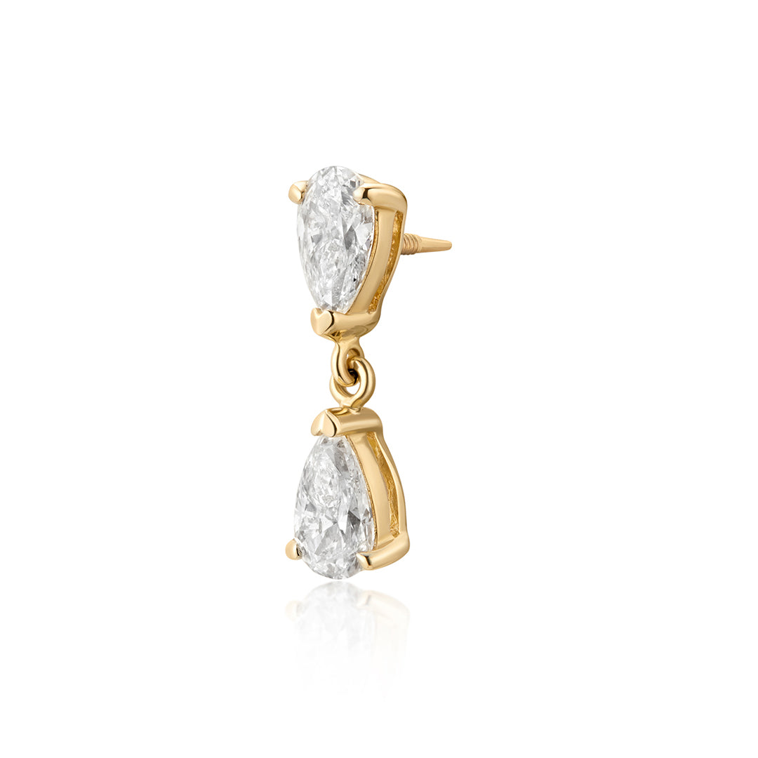 HERMIONE | Double Pear Lab Grown Diamond Threaded Flatback
