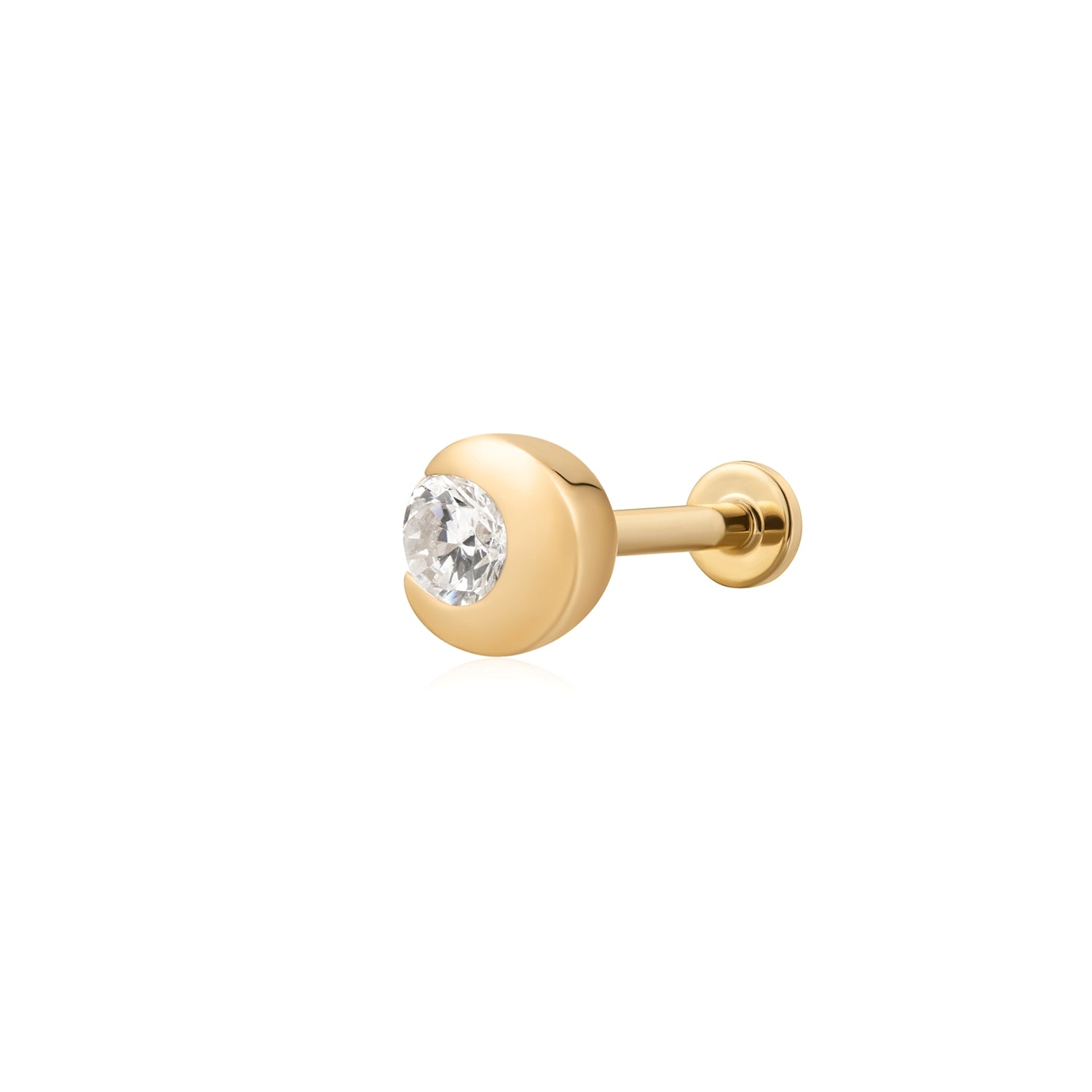 ZINNIA | Bezel Half Moon Lab Grown Diamond Threaded with Flatback