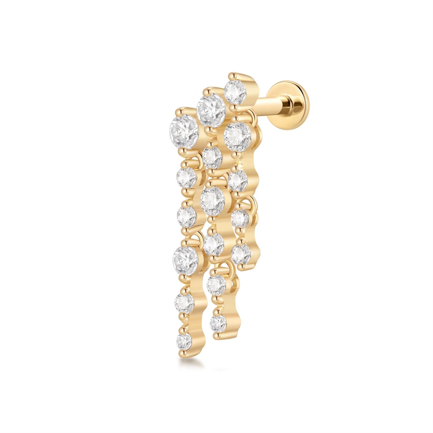 OSUPA | 3-Row Dangling Lab Grown Diamonds Threaded Flatback