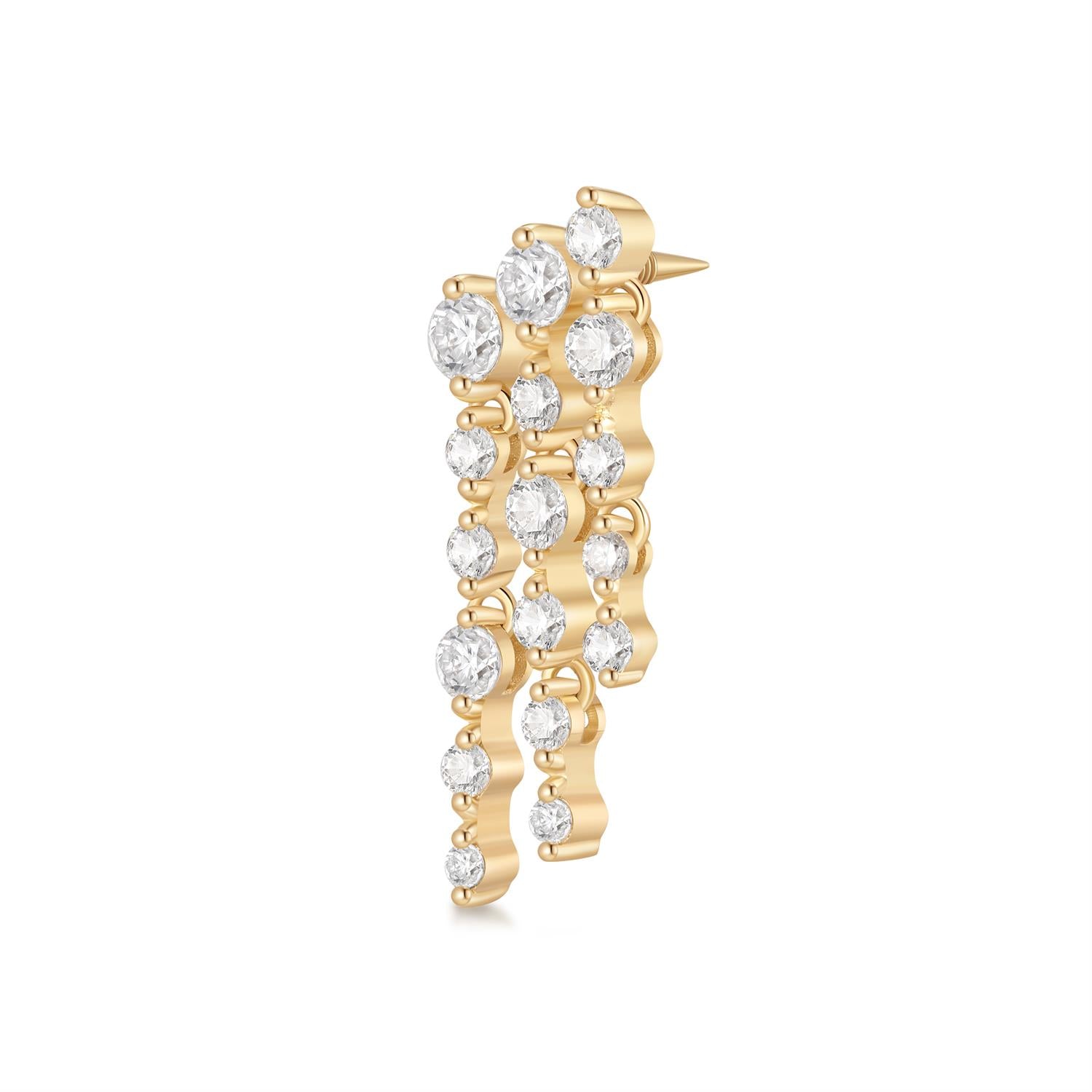 OSUPA | 3-Row Dangling Lab Grown Diamonds Threadless Flatback Earring