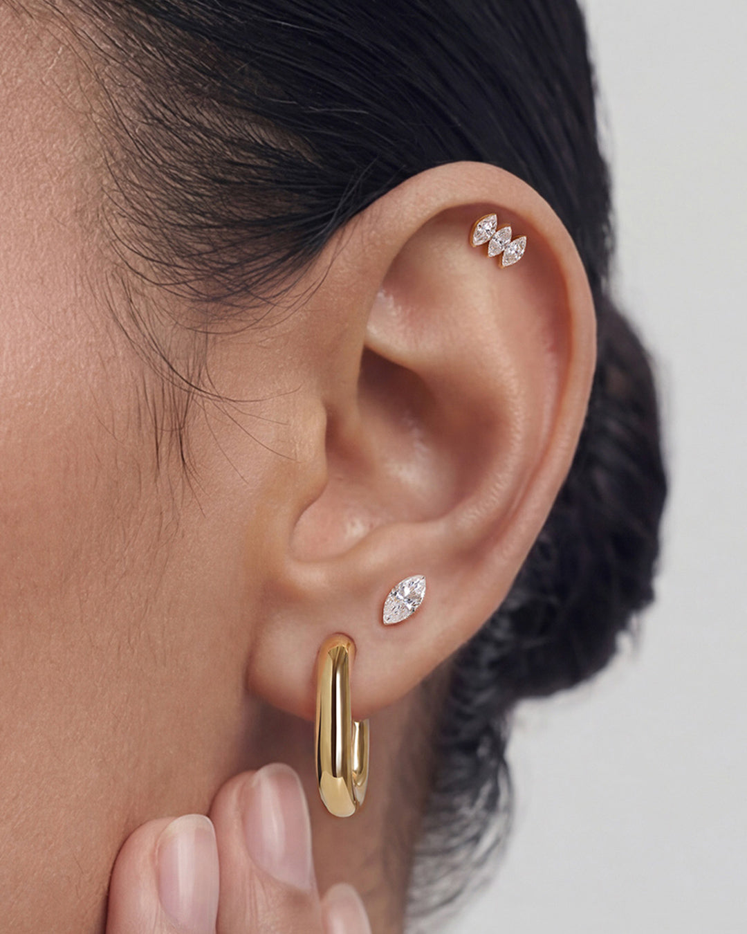Triple Marquise Lab-Grown Diamond Flatback Stud