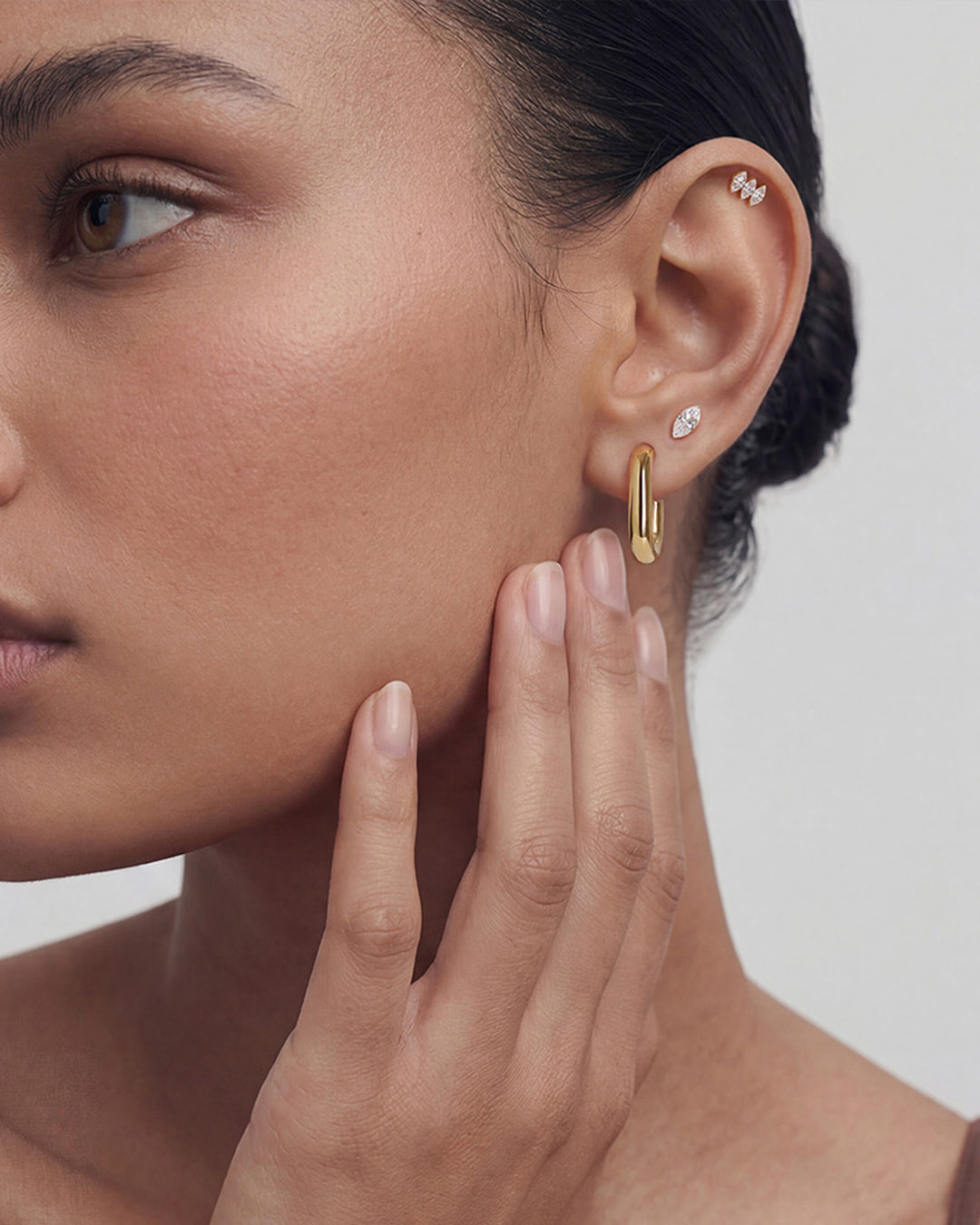 Triple Marquise Lab-Grown Diamond Flatback Stud