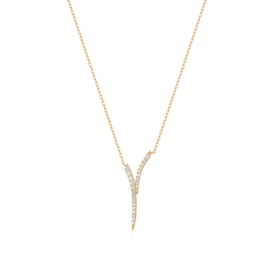 ROZ | White Sapphire Plunge Necklace