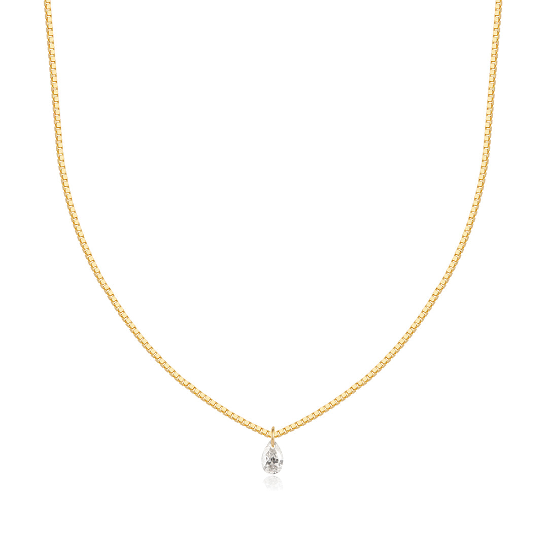 CHASSE | Pear Shape Floating Diamond Necklace