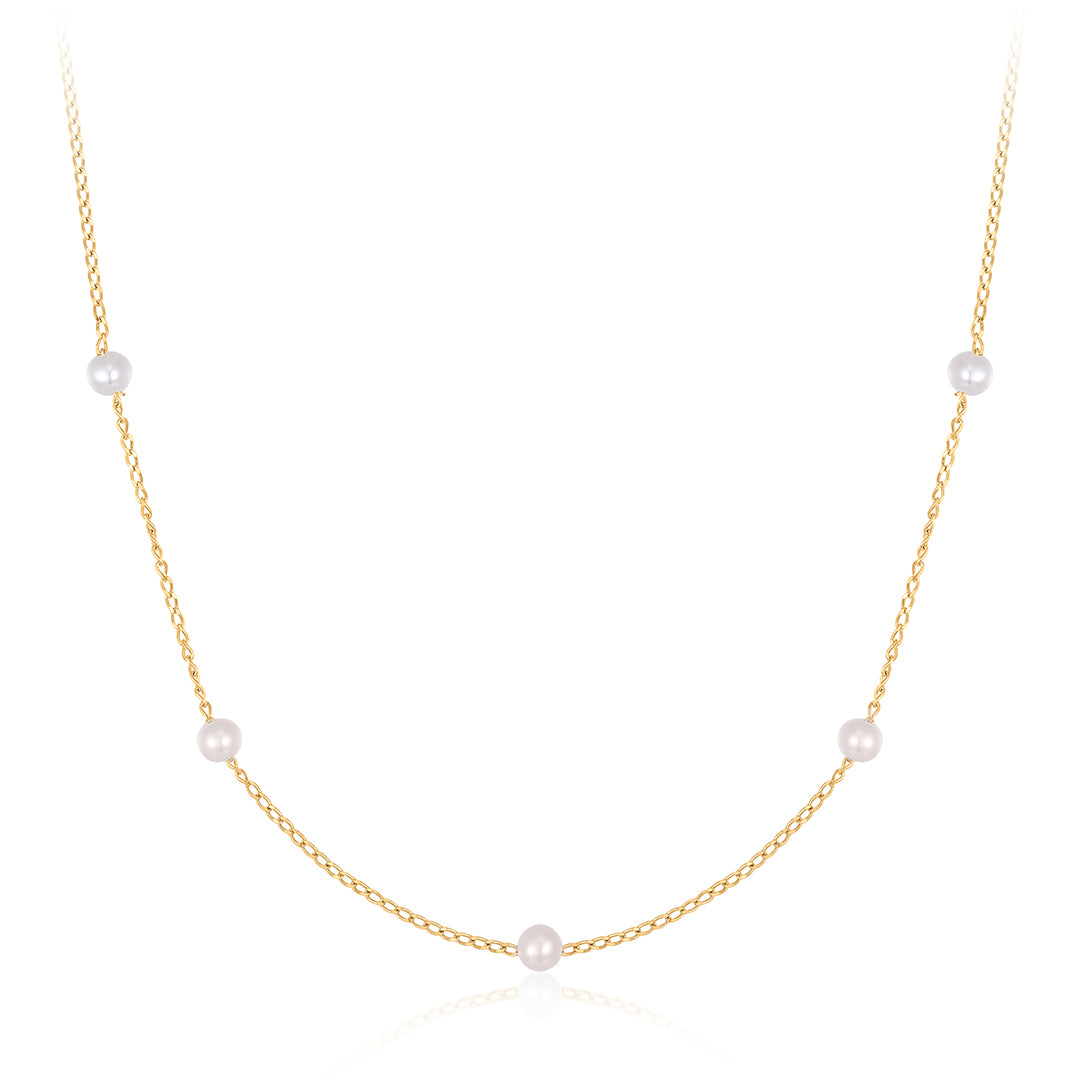 dainty pearl station necklace