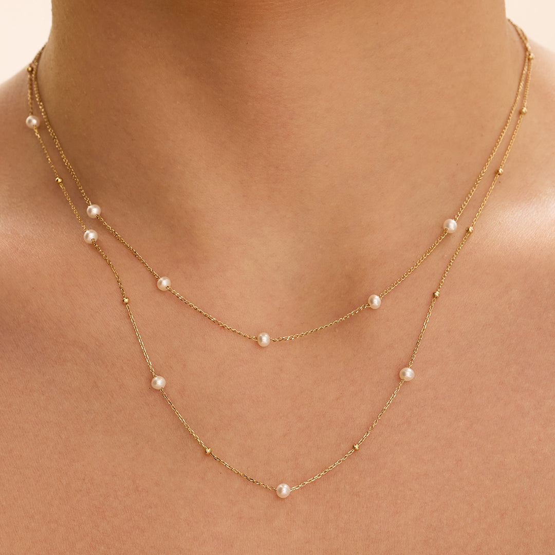 classic pearl station necklace