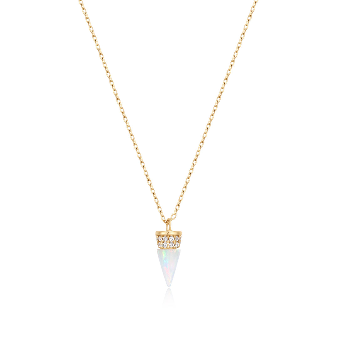 LORETTA | Opal and Lab Grown Diamond Drop Necklace