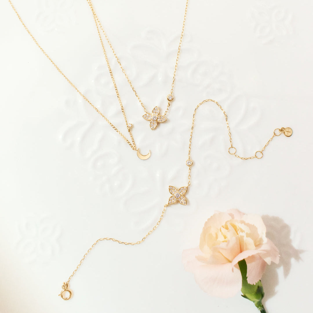aurelie gi 14k gold Crescent Moon with Lab Grown Diamond Accent Necklace