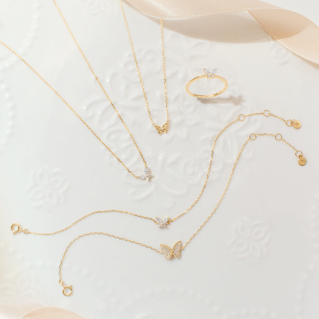 aurelie gi 14k gold Lab Grown Diamond Accent Butterfly Necklace