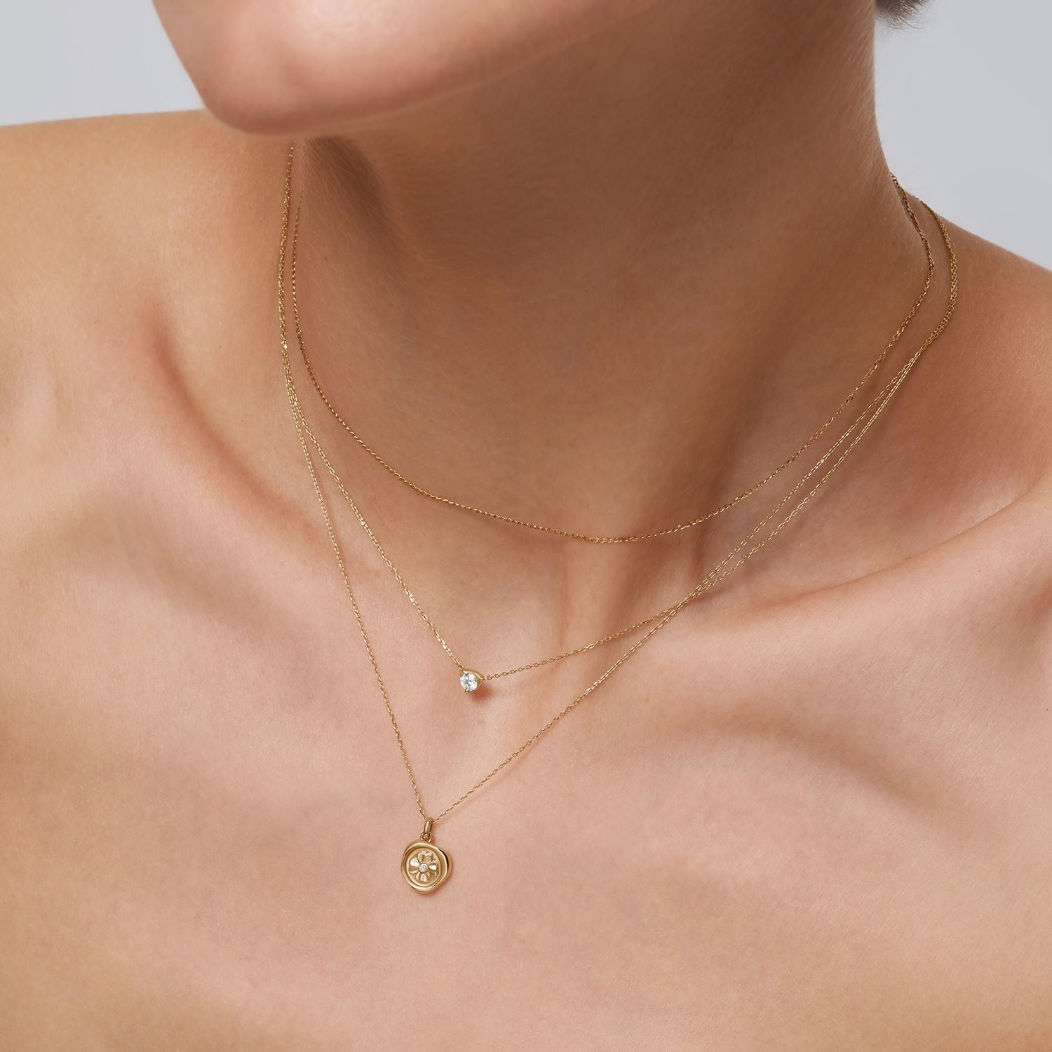 aurelie gi 14k gold Double Sided Lab Grown Diamond Necklace