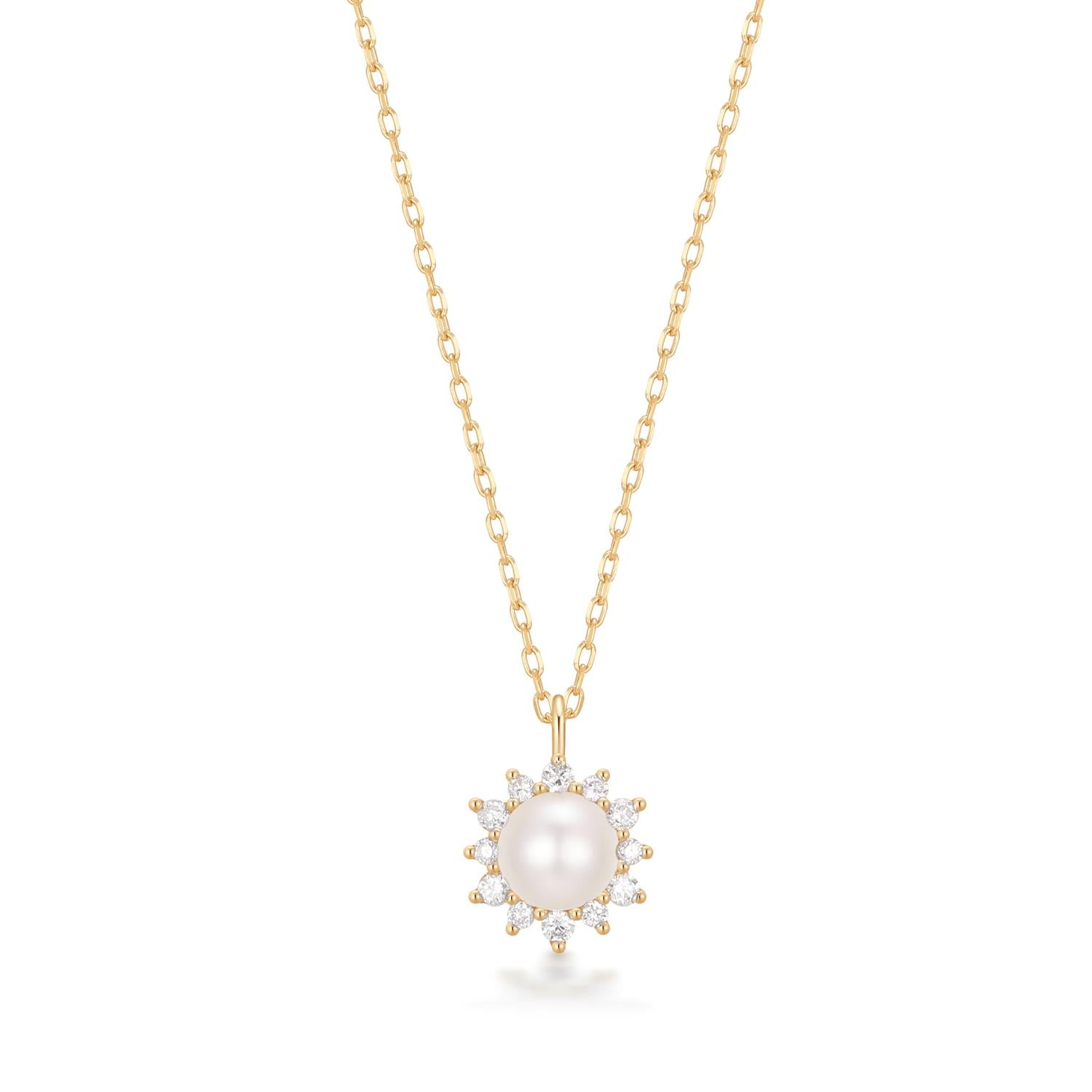 LISETTE | Pearl with Lab Grown Diamond Accent Necklace
