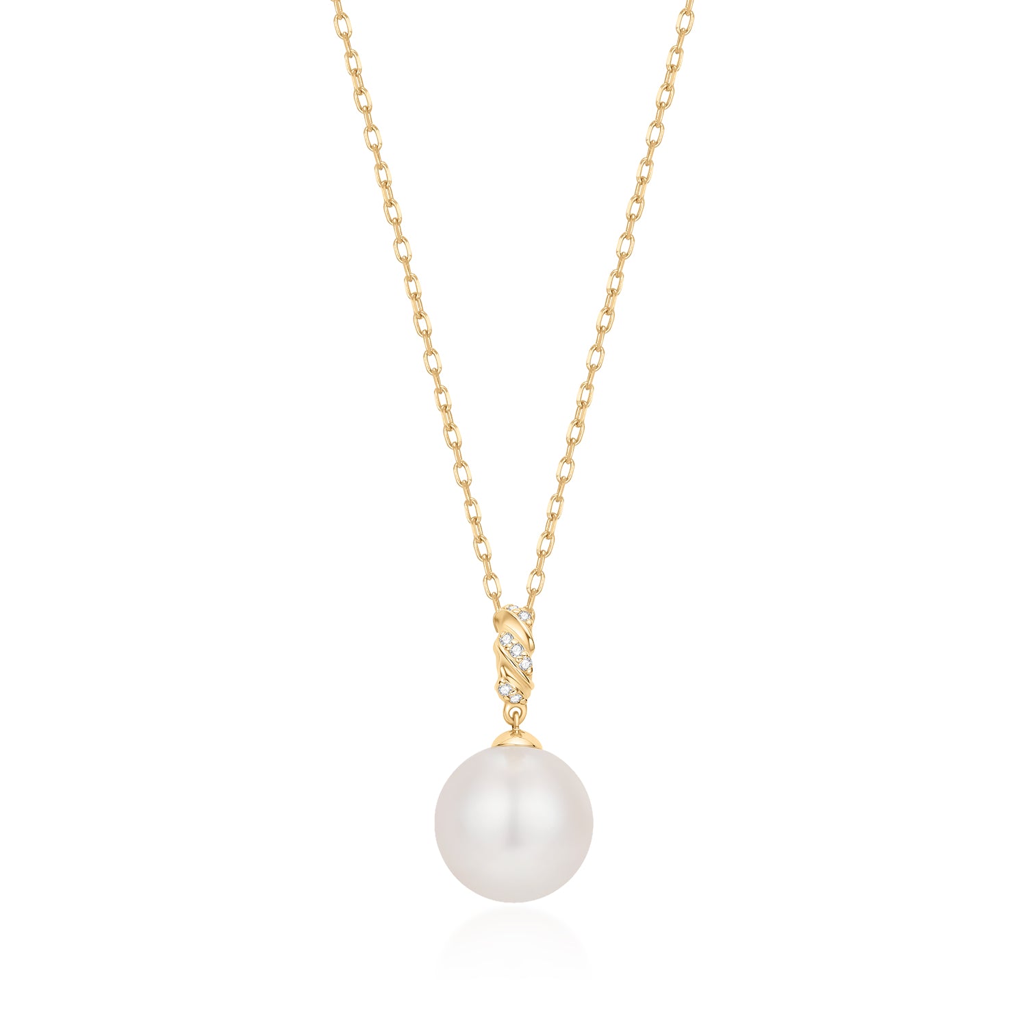 KALINDA | Pearl Necklace with Lab Grown Diamond Accent