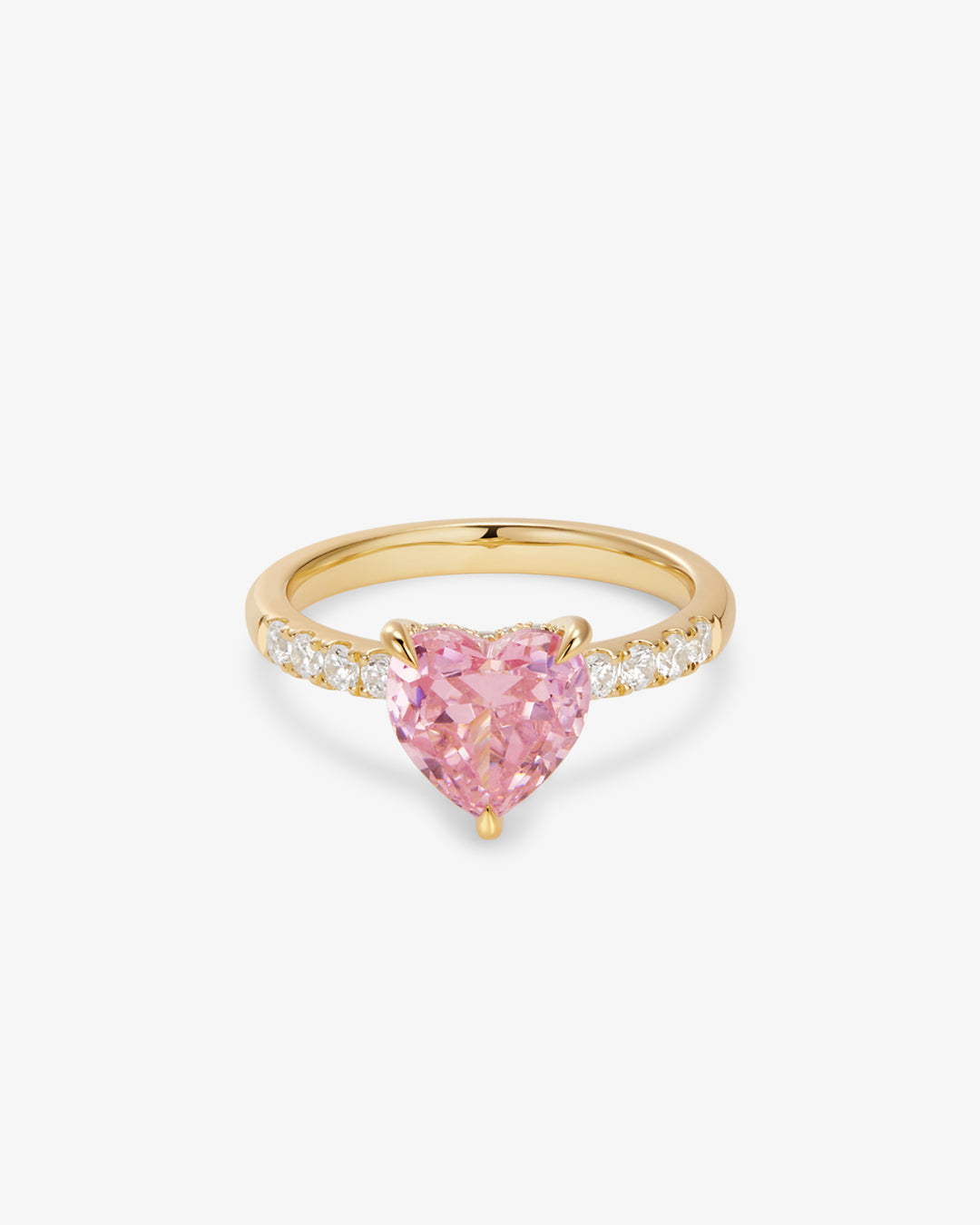 Pink Padparadscha Heart & Lab Grown Diamond Ring #7