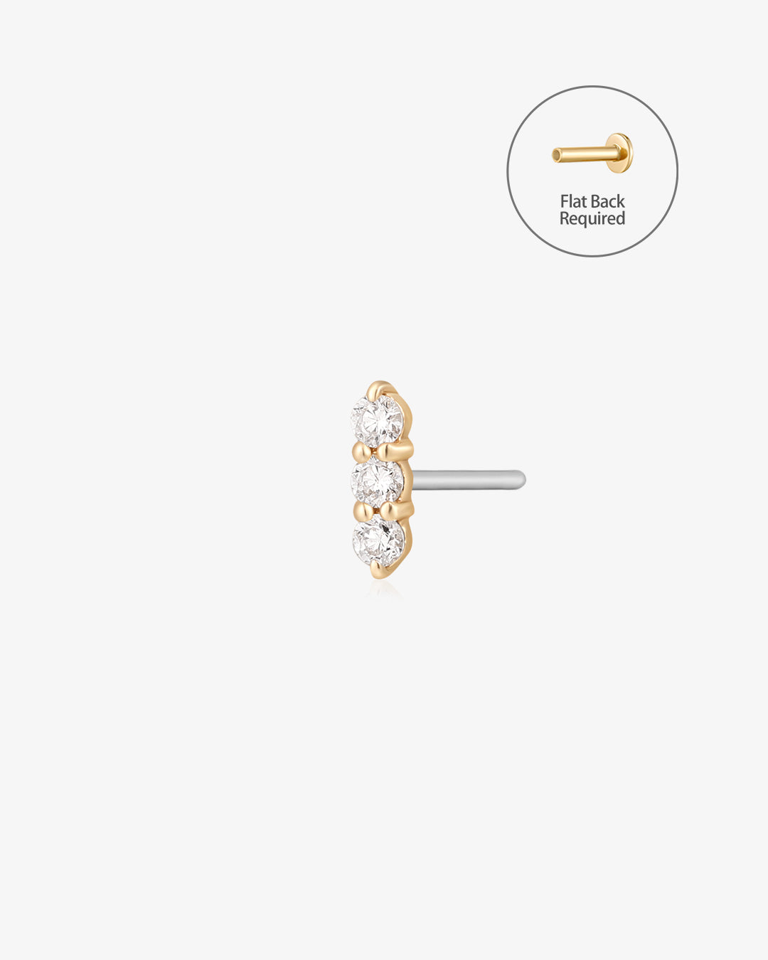 AGNES | Triple Diamond Threadless Flatback Earring